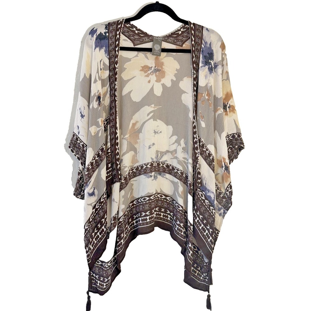Vince Camuto Woman Open‎ Front Kimono One Sz Boho Western Beachy Festival Floral